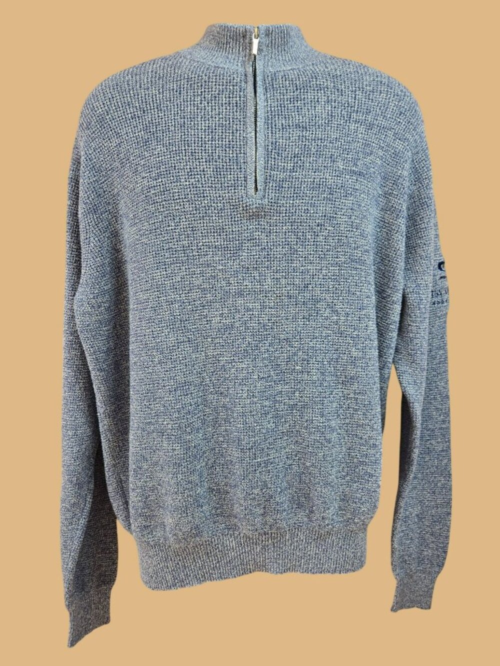 Peter Millar Mens Blue 1/4 Zip Sweater XXL Pima Cotton Merino Wool Blend